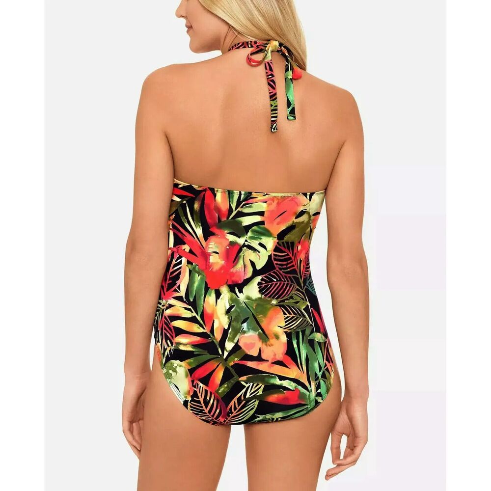 NWT $138 Lauren Ralph Lauren Women's Swimsuit High Neck Tummy-Control one pc - Picture 4 of 11